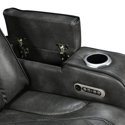 3 Seater Electric Air Leather Dark Grey Recliner