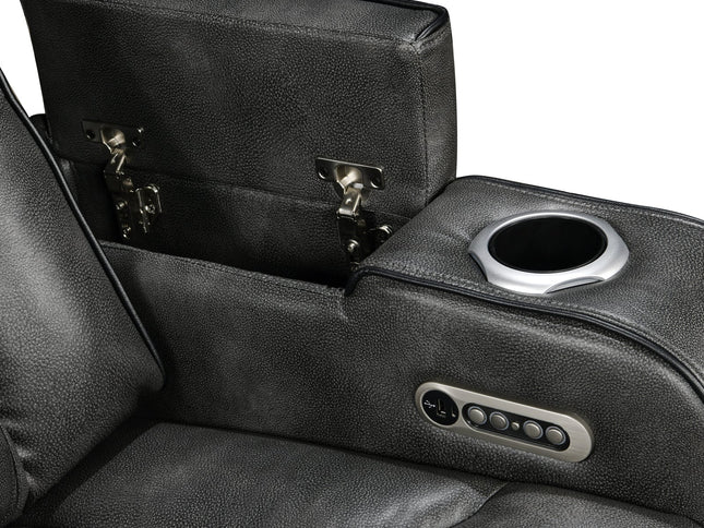 3 Seater Electric Air Leather Dark Grey Recliner