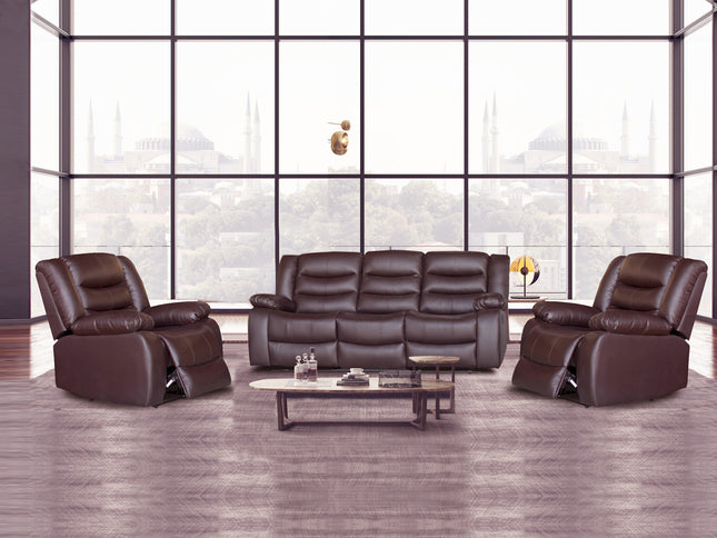 3+1+1 Seater Recliner Sofa In Faux Leather Lounge Couch in Brown