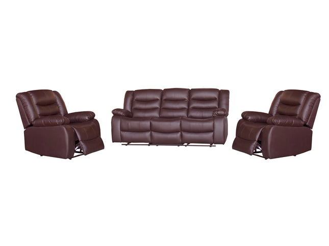 3+1+1 Seater Recliner Sofa In Faux Leather Lounge Couch in Brown