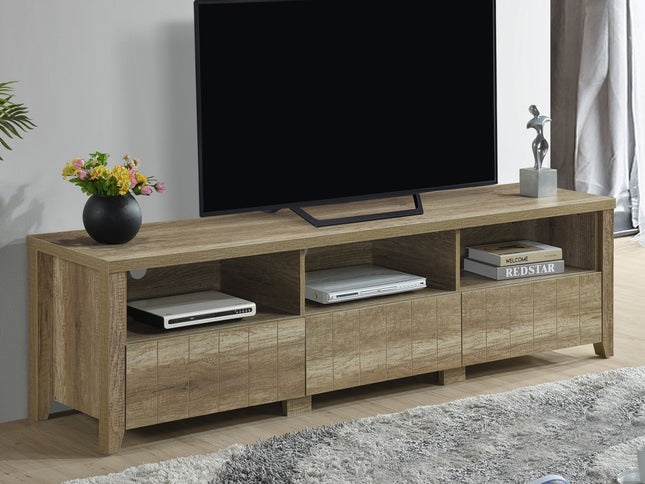 TV Cabinet 3 Storage Drawers with Shelf Natural Wood like MDF Entertainment Unit in Oak Colour