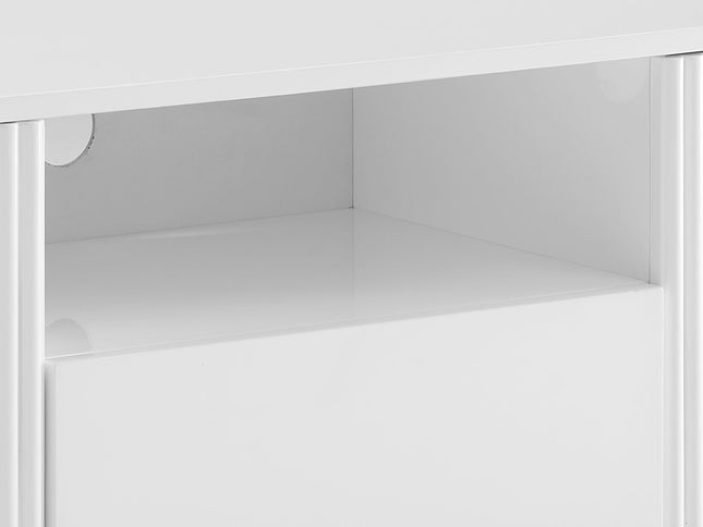 TV Cabinet Storage Drawer MDF Glossy Entertainment Unit in White colour