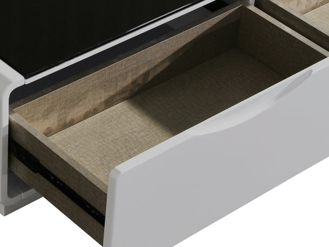 TV Cabinet with 3 Storage Drawers With High Glossy Assembled Entertainment Unit in Black & White colour