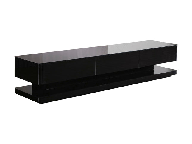 TV Cabinet with 3 Storage Drawers With High Glossy Assembled Entertainment Unit in Black colour