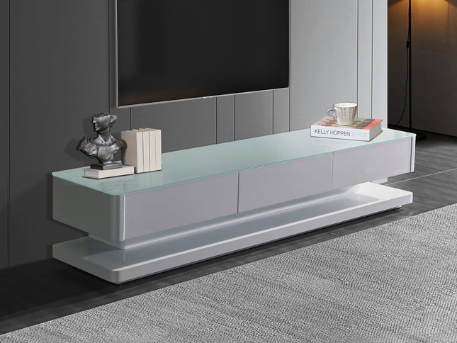 TV Cabinet with 3 Storage Drawers With High Glossy Assembled Entertainment Unit in White colour