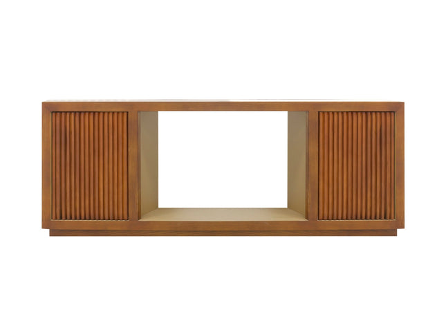 TV Cabinet MDF Brown Colour Two Sideboards Open Space