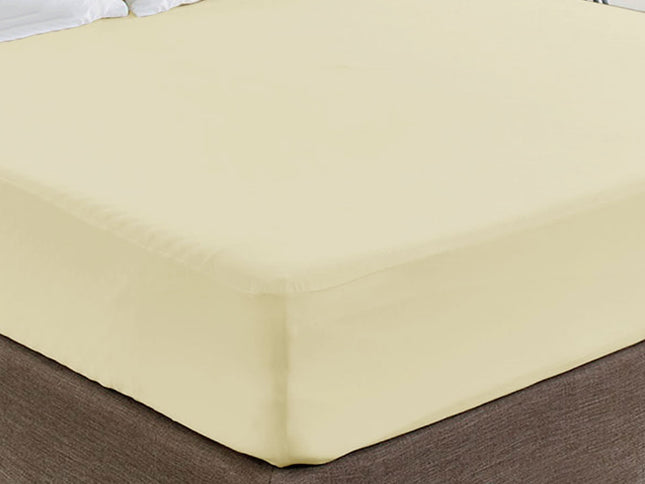 400TC Cream 100% Cotton Sateen Fitted Sheet King