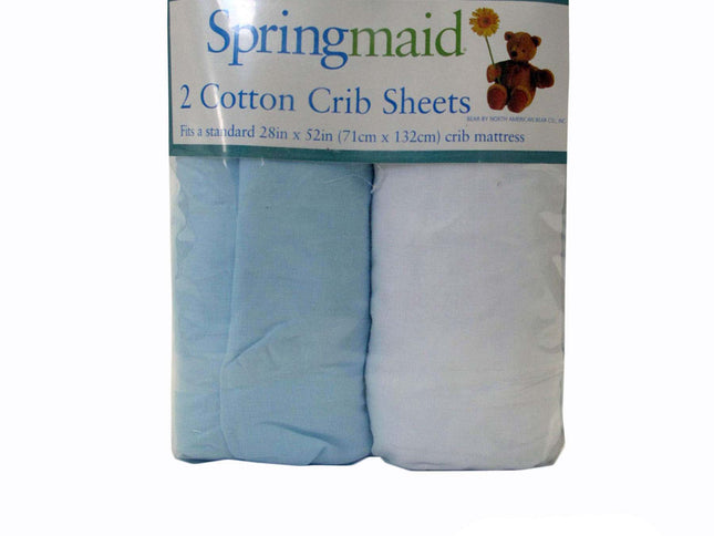 2 Piece of Baby Cot Cotton Fitted Sheet Blue & White