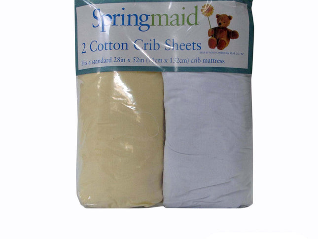 2 Piece of Baby Cot Cotton Fitted Sheet Yellow & White