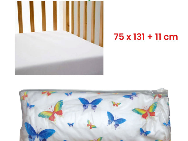 Gypsy Kids 100% Cotton Large Cot Fitted Sheet White 75 x 131 + 11 cm