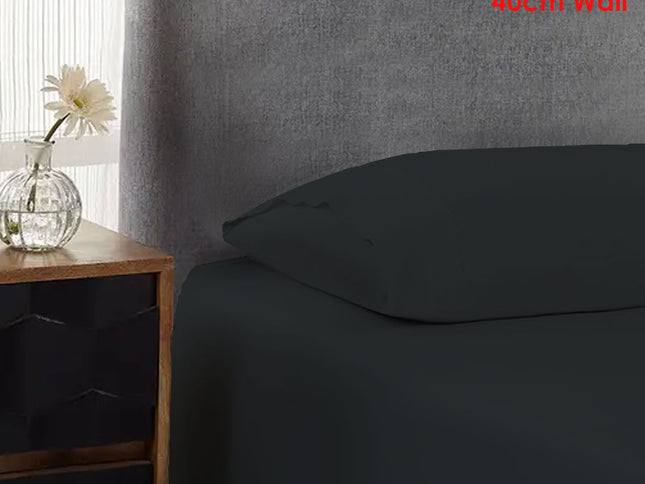 500TC Cotton Combo Set Charcoal Single 40cm Wall