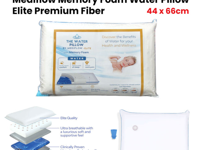 Mediflow Elite Premium Fiber Memory Foam Water Pillow 44 x 66 cm