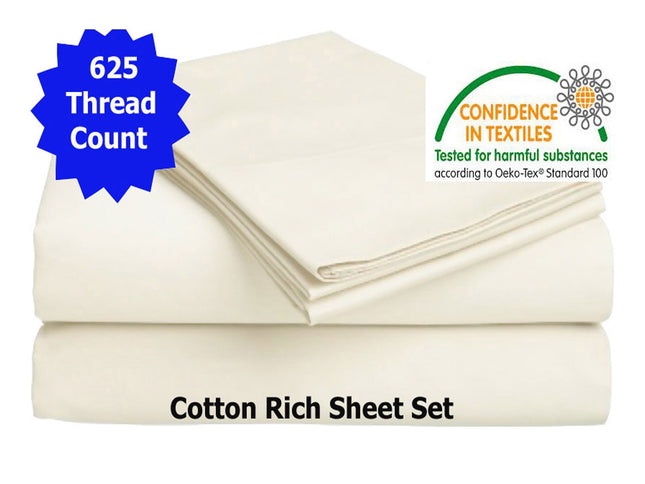 Accessorize 625TC Cotton Rich Sheet Set Cream Queen