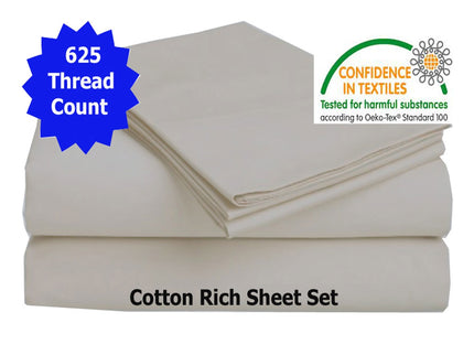 Accessorize 625TC Cotton Rich Sheet Set Taupe Queen