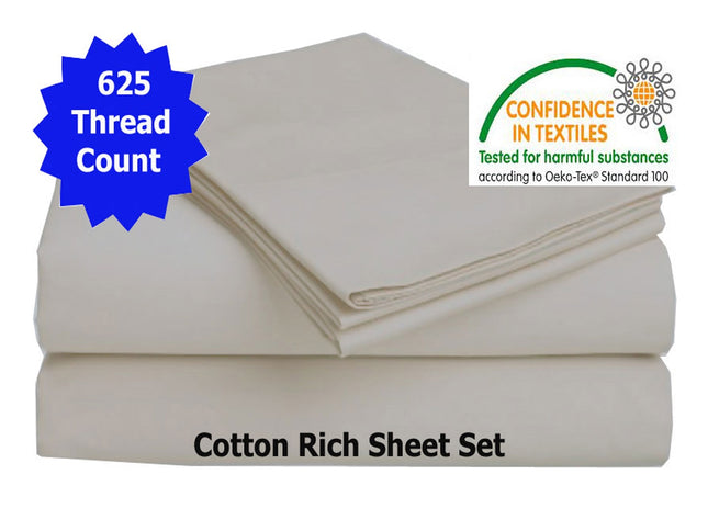 Accessorize 625TC Cotton Rich Sheet Set Taupe Queen