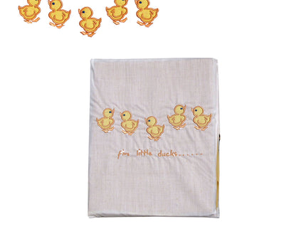 Five Little Ducks Embroidered Polyester Cotton Cot Size Sheet Set