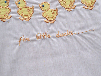 Five Little Ducks Embroidered Polyester Cotton Cot Size Sheet Set