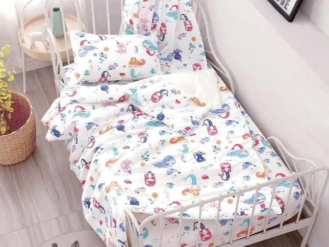 Mermaids & Mates Baby 100% Cotton Printed Sheet Set Cot Size