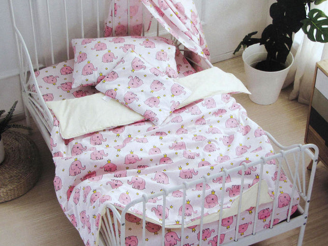 Pinky Elephant Baby 100% Cotton Printed Sheet Set Cot Size