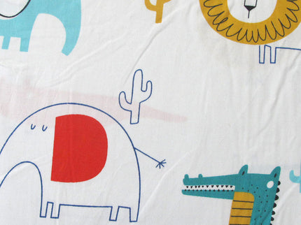 Wild Life Lion Elephant Crocodile Baby 100% Cotton Printed Sheet Set Cot Size