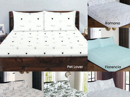 ICF Store Cotton Flannel Combo Fitted Sheet Set Queen Florencia