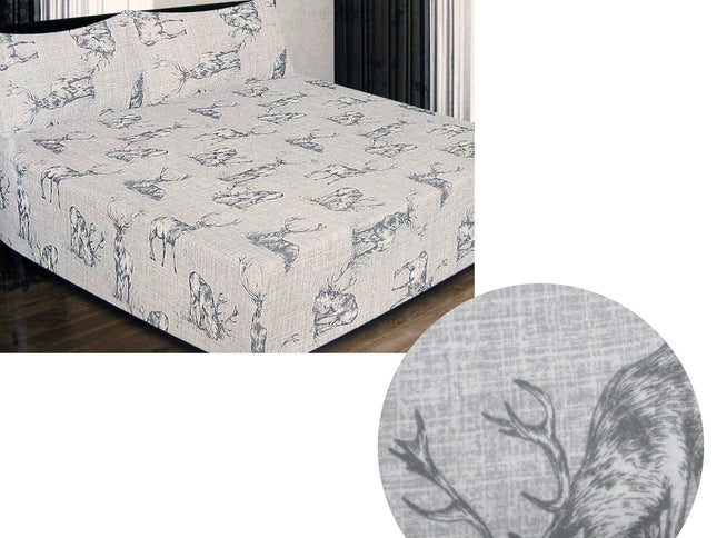 ICF Store Cotton Flannel Combo Fitted Sheet Set Queen Stag Deer
