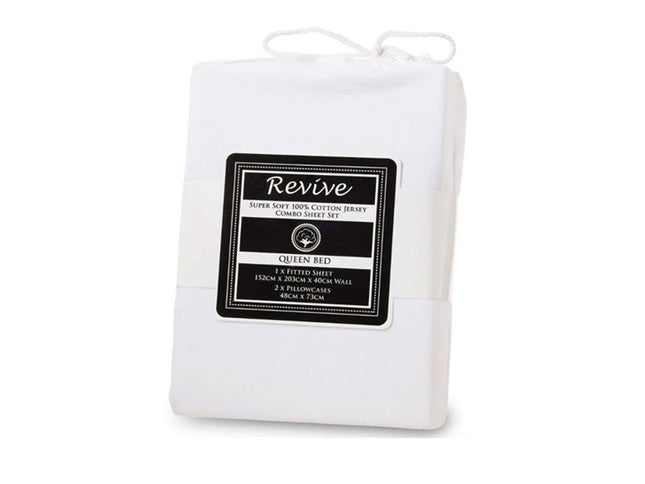 Revive 100% Cotton Jersey Combo Set White Queen