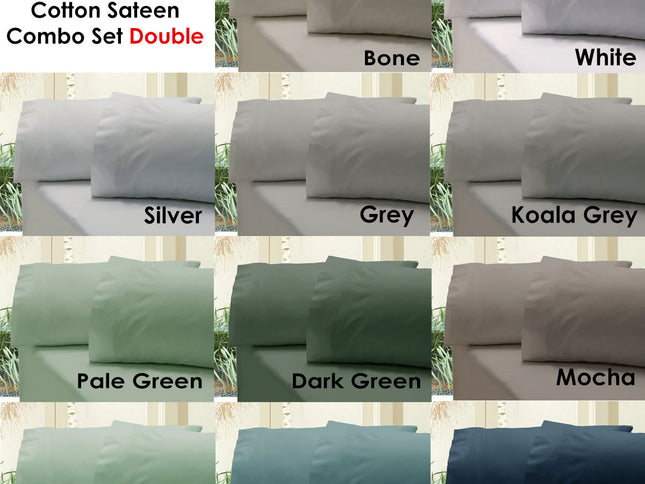 Revive 400TC Cotton Sateen Combo Set Double Steel Blue