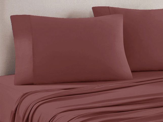 Art Terrace Microfiber Sheet Set Queen 33cm Wall Rosewood