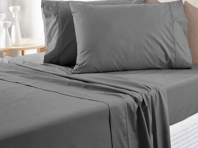 300TC Pure Cotton Sheet Set Queen Grey