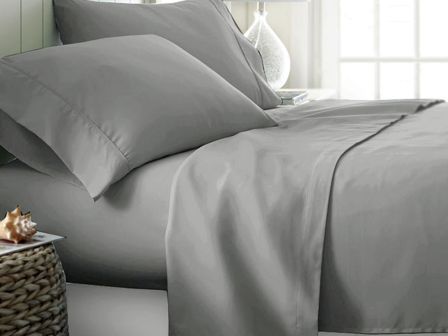 400TC Cotton Sateen Sheet Set King Silver