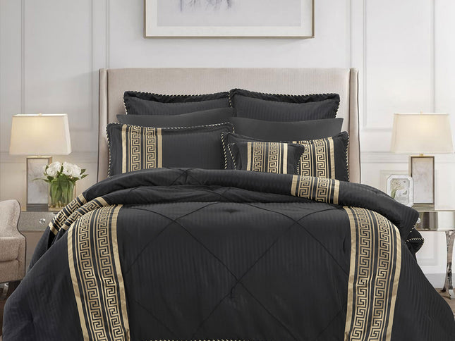 Bianca Raffaello Black 6 Pcs Jacquard Comforter Set Queen/King