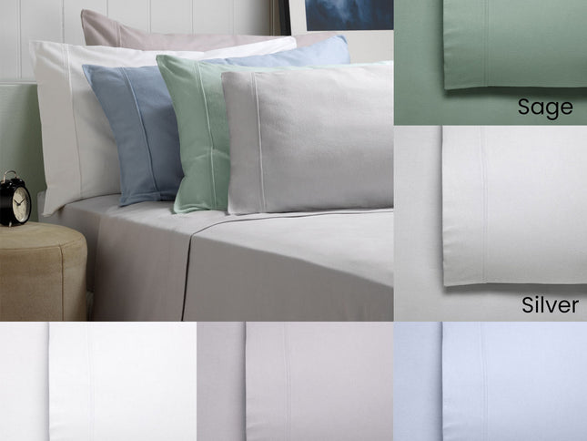 Bianca Fletcher Flannelette Cotton Sheet Set Stone Split King