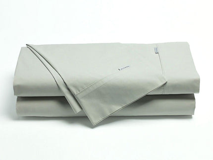 Bianca Heston Cotton Percale Sheet Set Silver Long Single
