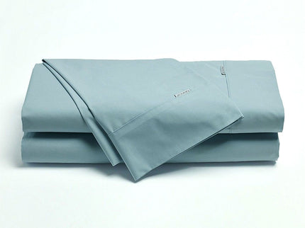 Bianca Heston Cotton Percale Sheet Set Steel Blue Long Single