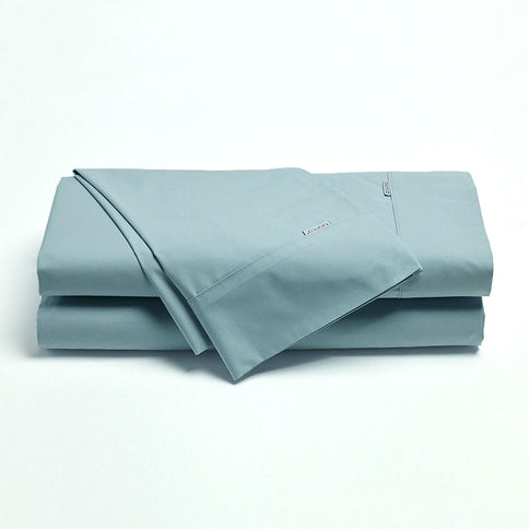 Bianca Heston Cotton Percale Sheet Set Steel Blue Long Single