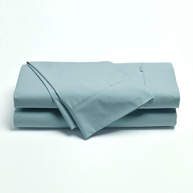 Bianca Heston Cotton Percale Sheet Set Steel Blue Super King