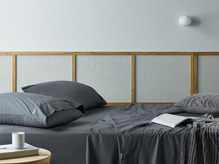 Bianca Natural Sleep Recycled Cotton and Bamboo Sheet Set Charcoal Single