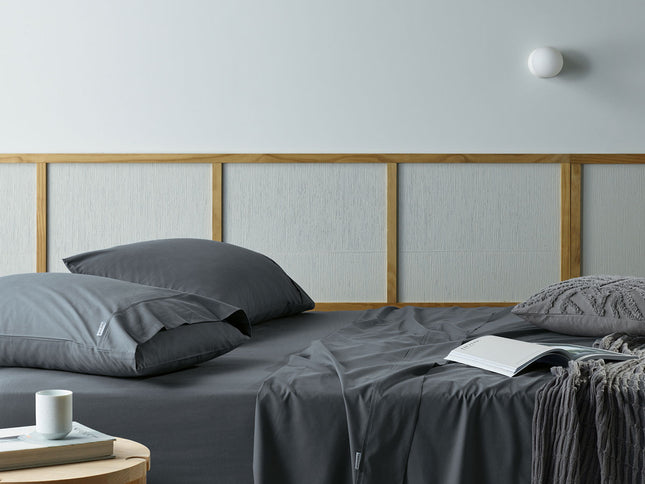 Bianca Natural Sleep Recycled Cotton and Bamboo Sheet Set Charcoal Single