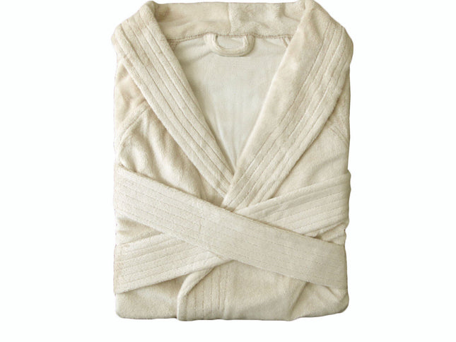Phase 2 Suede-Mink Bath Robe Ecru