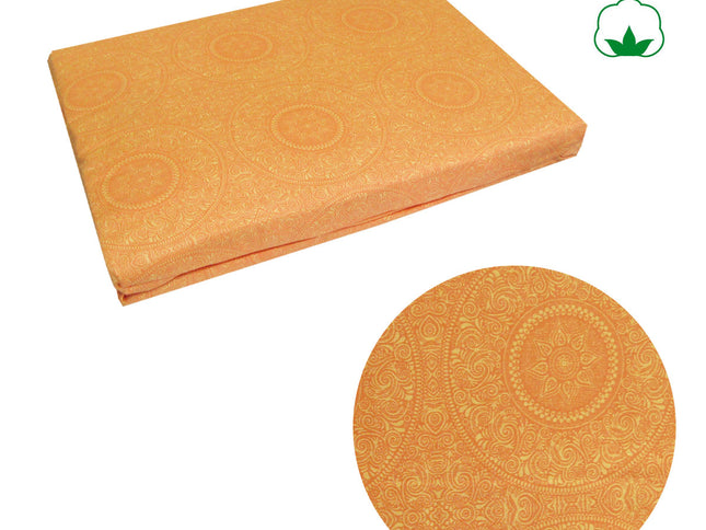 Bazaar Orange Cotton Fitted Combo Set Double