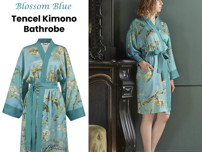 Bedding House Van Gogh Almond Blossom Blue Kimono Bath Robe Large/Extra Large