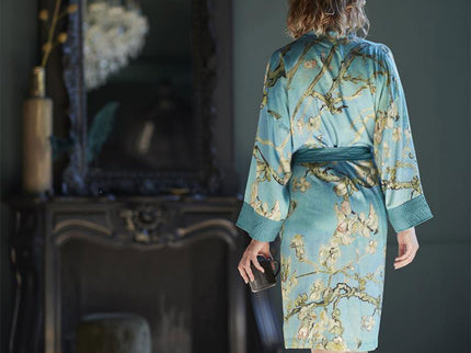 Bedding House Van Gogh Almond Blossom Blue Kimono Bath Robe Small/Medium
