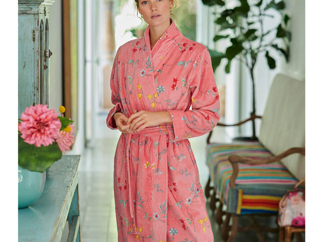 PIP Studio Les Fleurs Cotton Bath Robe Pink XXL