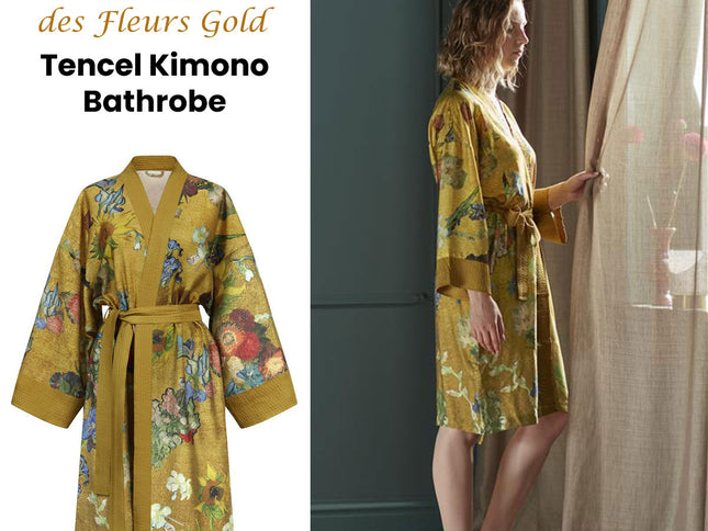 Bedding House Van Gogh Partout des Fleurs Gold Kimono Bath Robe Large/Extra Large