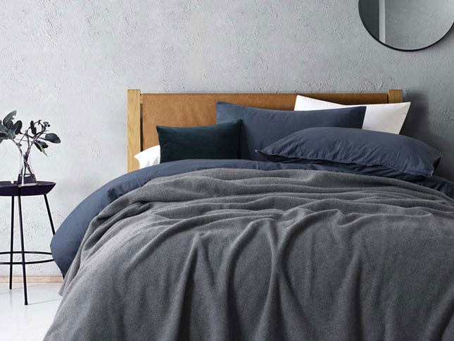 Laconia 400GSM Premium Australian Pure Wool Blanket Grey Queen