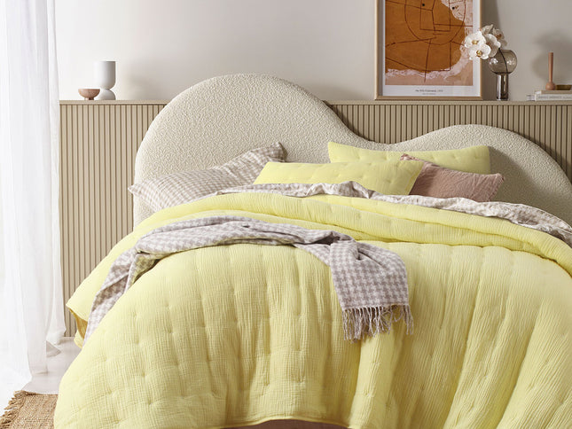 Vintage Design Homewares 3 Piece Hugo Cotton Gauze Quilted Comforter Set Butter King