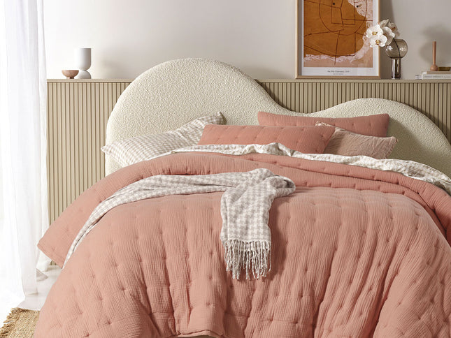 Vintage Design Homewares 3 Piece Hugo Cotton Gauze Quilted Comforter Set Clay Queen