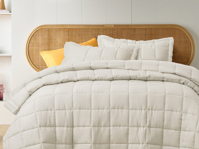 Vintage Design Homewares Natural French Linen Coverlet Set Queen