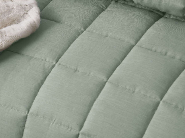 Vintage Design Homewares Sage French Linen Coverlet Set Queen